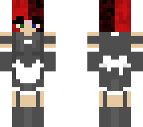 maid dress with red a black hair