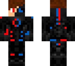 red and blue cyborg
