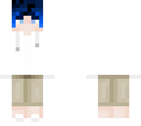 blue hair boy with white hoodie
