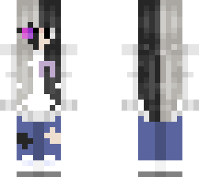 half enderman girl with purple ribbon