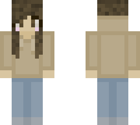beige hoodie girl w/ headphones (but with long hair)