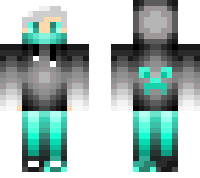 cyan gamer boy (with creeper hoodie) (and hood on)
