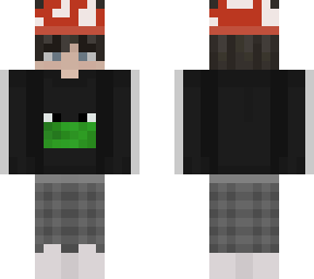 mushroom hat with frog shirt