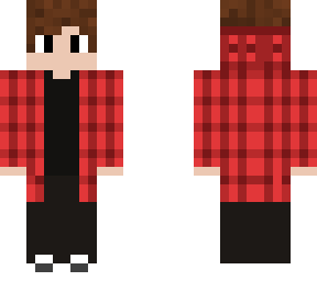flannel hoodie boy (red)
