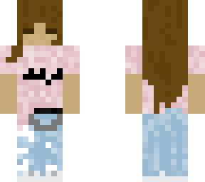 pink shirt blue jeans