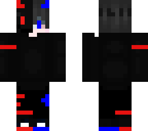 red and blue demon anime boy