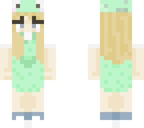spotted frog hat, with green overalls