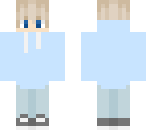 blonde with blue hoodie