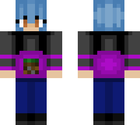 blue hair w/ minecraft logo