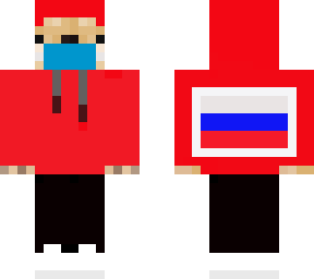 red hoodie russian dog w/ mask