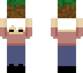 short person with a grass block