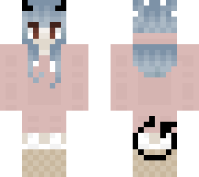 xl hoodie with demon horns and a tail and cyan hair