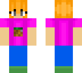 orange hair w/ minecraft logo