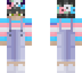 @bucketbot s skin with darker hair, horns and a cancer awareness ribbon