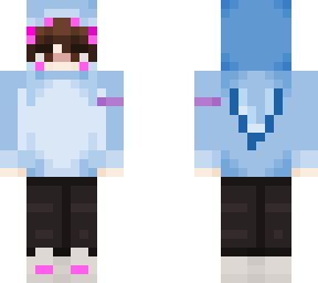 boy with shark hoodie and  cancer ribbon :3