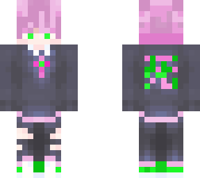 green and pink anime boy