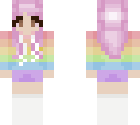 pastel pink hair rainbow hoodie girl/non-bianary
