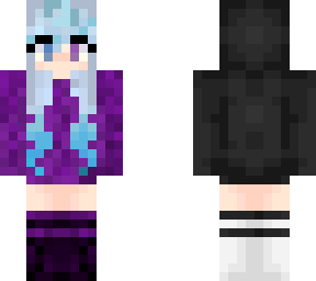 purple hoodie blue hair