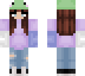 purple pastel girl with frog hat