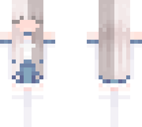 white blue skirt girl without eyes