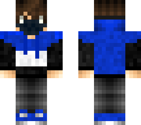blue, white and black hoodie boy (azure) with black mask