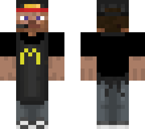 steve as a mcdonalds employee with black shirt