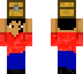 tiny man holding chest