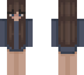 basic girl with blue crewneck