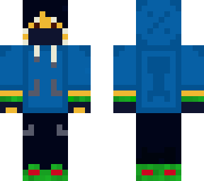 masked blue hoodie