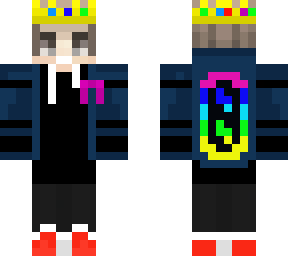my skin with a crown and a purple ribbon
