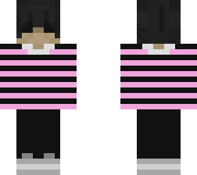 pink striped shirt black hair boy