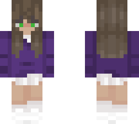 purple sweatshirt green eye brown hair girl
