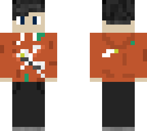 black haired male in red dragon hoodie