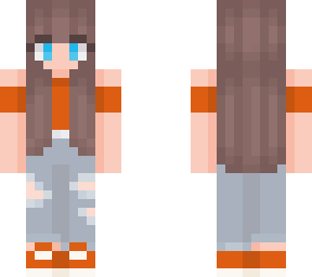 girl with orange offshoulders top and ripped jeans