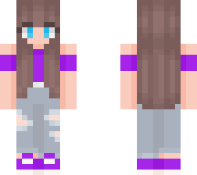 girl with purple offshoulders top and ripped jeans
