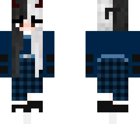 black and white hair with blue shirt :)