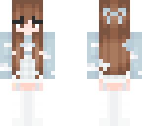 Brown hair girl blue outfit | Minecraft Skin