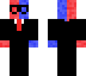 epic bleu red skin with suit and black glasses