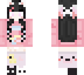 Kawaii pastel pink girl pjs | Minecraft Skin