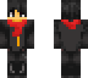 red scarf, black jacket