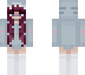 shark girl with red purple hair