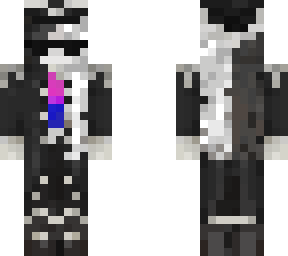 black and white puffy with pride flag horns and tie