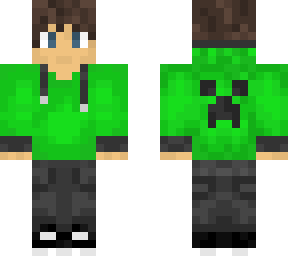 boy with light green creeper hoodie