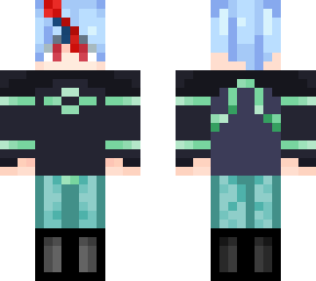 short hair boy with blue and red hair