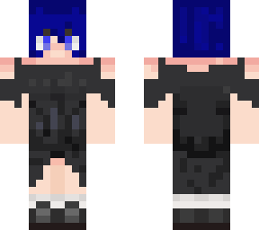 shot blue hair black dress