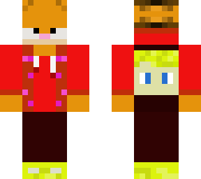 yello hair boy with red vest becomes garfield