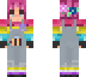 cancer ribbon, pan + non binary pride bee overalls