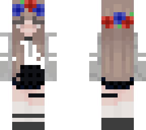 girl ready for school with a hairband of flowers