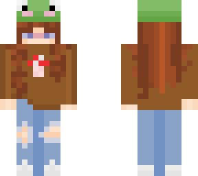 girl with froggie hat and mushroom shirt