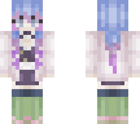 mitsuri kanroji but with blue and purple hair